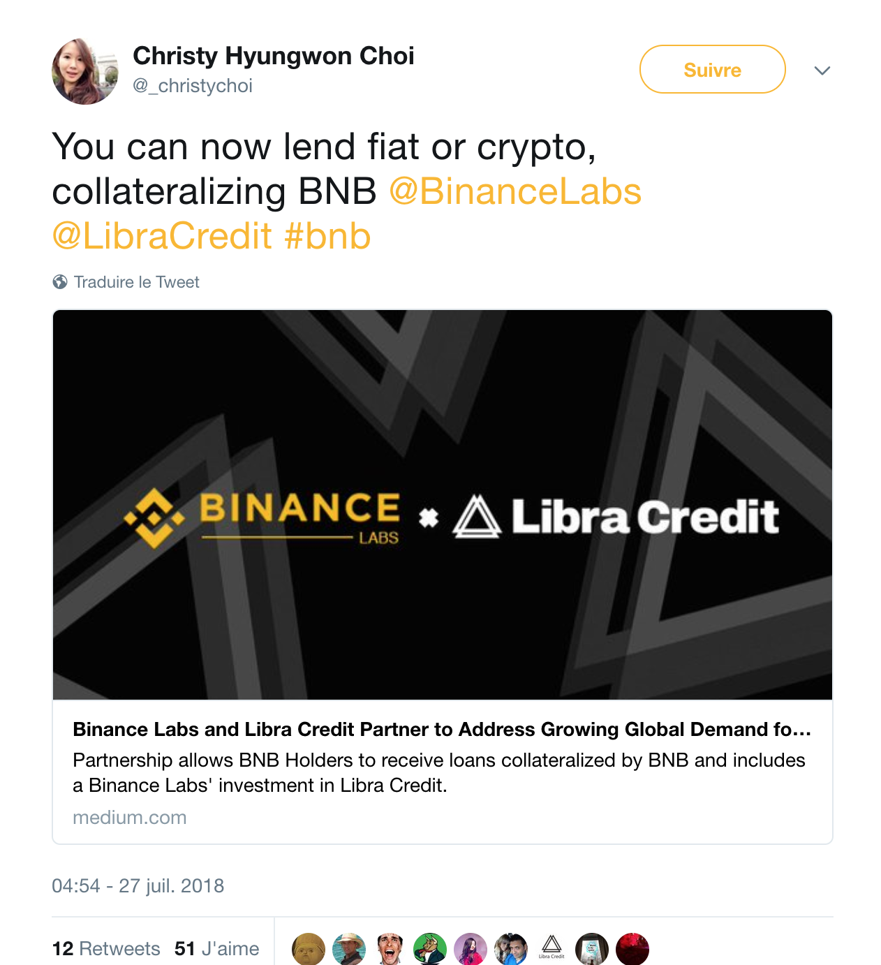 Binance-Libra tweet